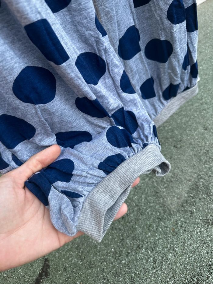 🤍 Combi-pantalon bustier grise à pois bleus – Taille M - photo numéro 5