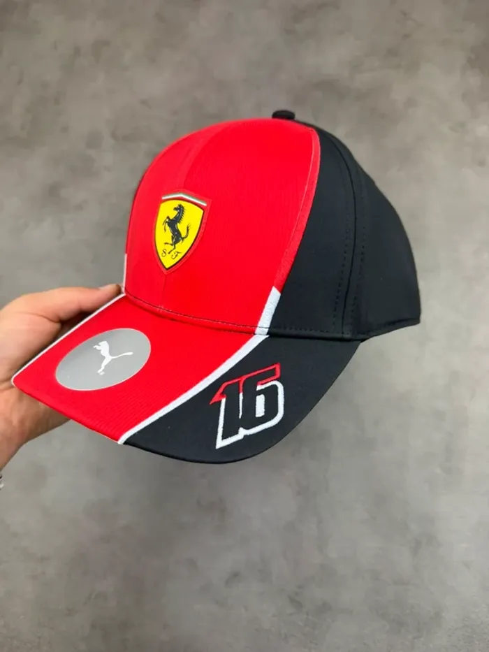 Casquette Puma Ferrari Charles Leclerc 16 Noir et Rouge Neuve - photo numéro 3