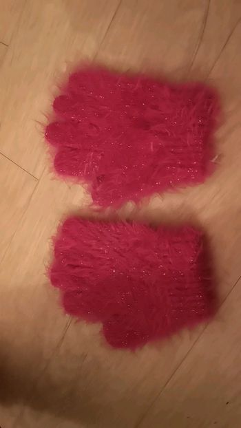 Gants poilu paillettes rose 4 /6 ans