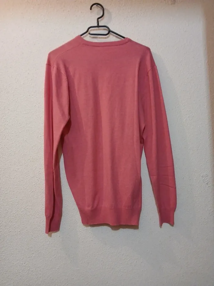 Sweat homme col V rose " basic " taille M - photo numéro 4