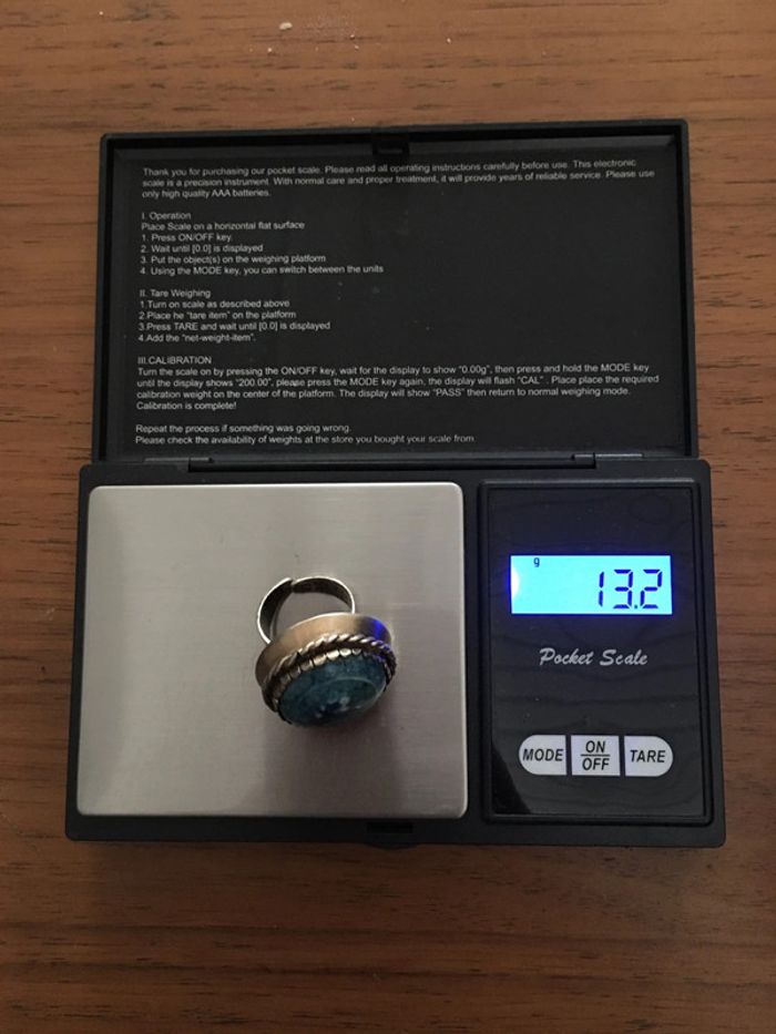 Grosse bague cabochon en argent étranger TDD 52 - photo numéro 8