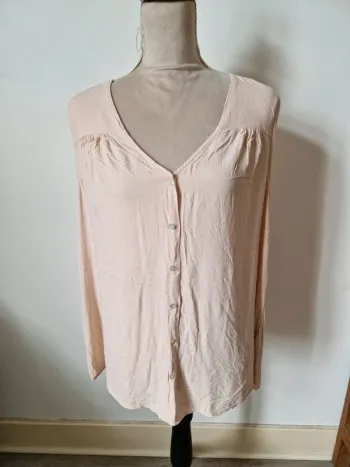 Chemisier manche courte rose dentelle kiabi taille 46