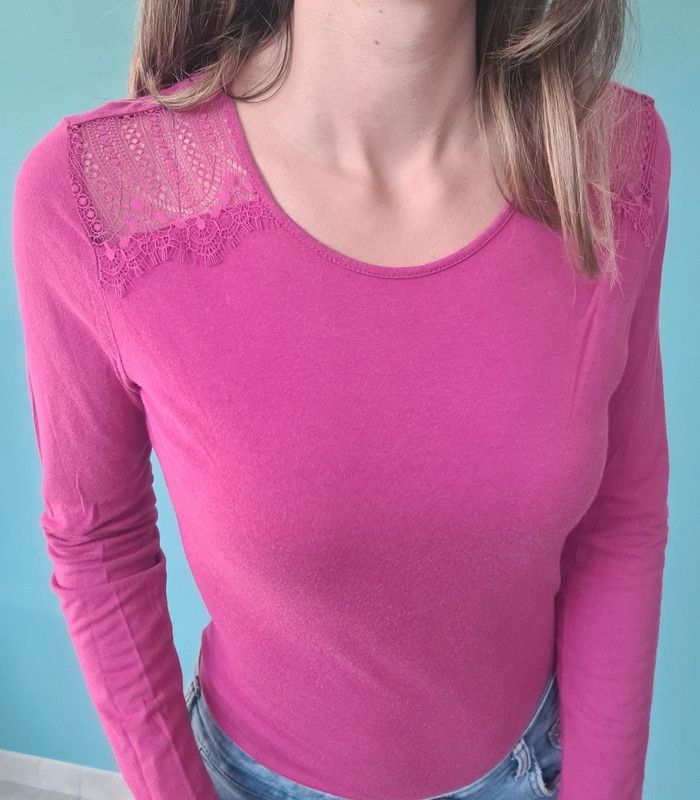 Haut manche longue Rose fushia Etam taille S - photo numéro 2