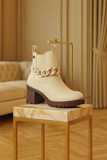 🌹stock limité - bottines chunky 'chaîne nude' lpb