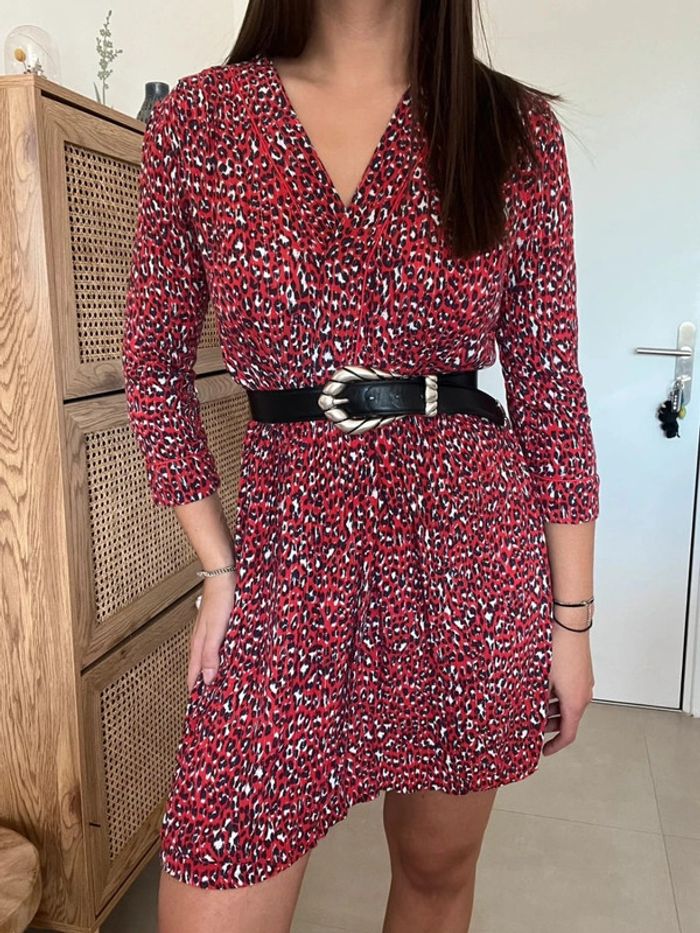 Robe rouge/rose léopard Opullence