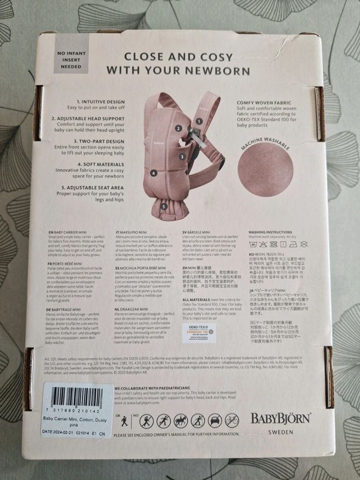 BabyBjörn Porte-bébé Mini Coton Rose poudré - photo numéro 2