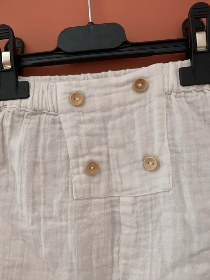 📌 Pantalon bébé en gaze de coton blanc – 9 mois (71 cm) - photo numéro 2