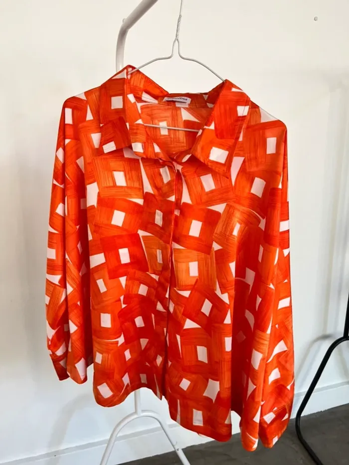 Ensemble chemise pantalon orange satiné Topolina