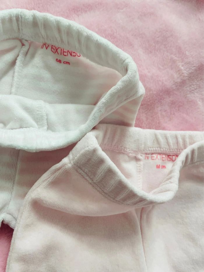 Lot de deux pantalons avec pieds effet velours taille 6 mois - 68 cm - photo numéro 6