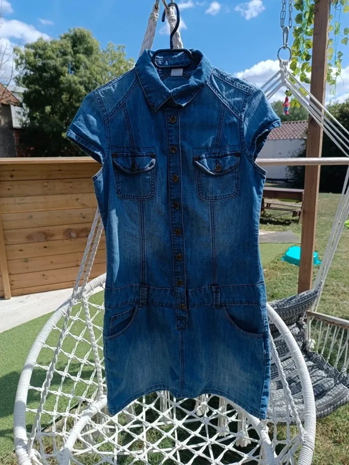 Robe été en jeans bleu femme camaïeu taille 38