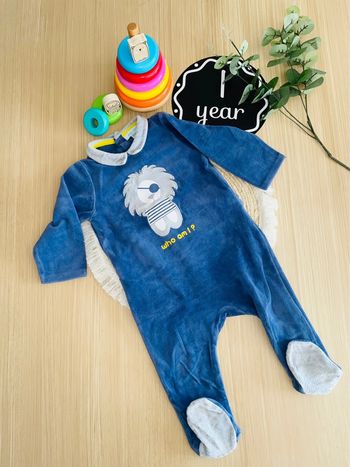 Pyjama velour une pièce obaïbi 12 mois (74cm)