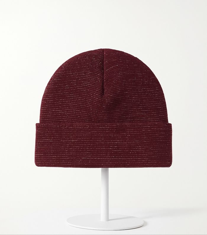 🧶Bonnet en tricot bordeaux à détails argentés – Taille Unique • Storytelling