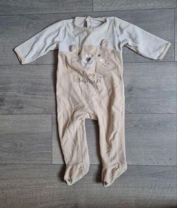 Pyjama velours Gemo 12 mois Ours "Trop Craquant" Antidérapant Tres Bonne Etat