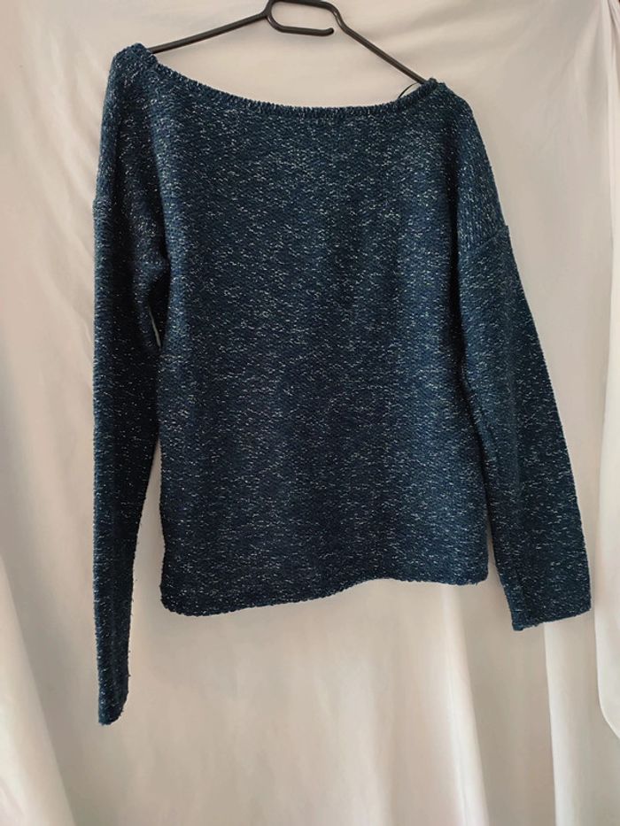 Pull bleue marine scintillant argenté - photo numéro 3