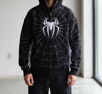 Sweat à capuche Spider noir – Taille L – Style streetwear 