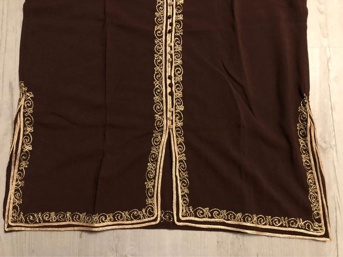AN9- Blouse marron longue brodée TXXL (44-46) portée 1 fois - photo numéro 3