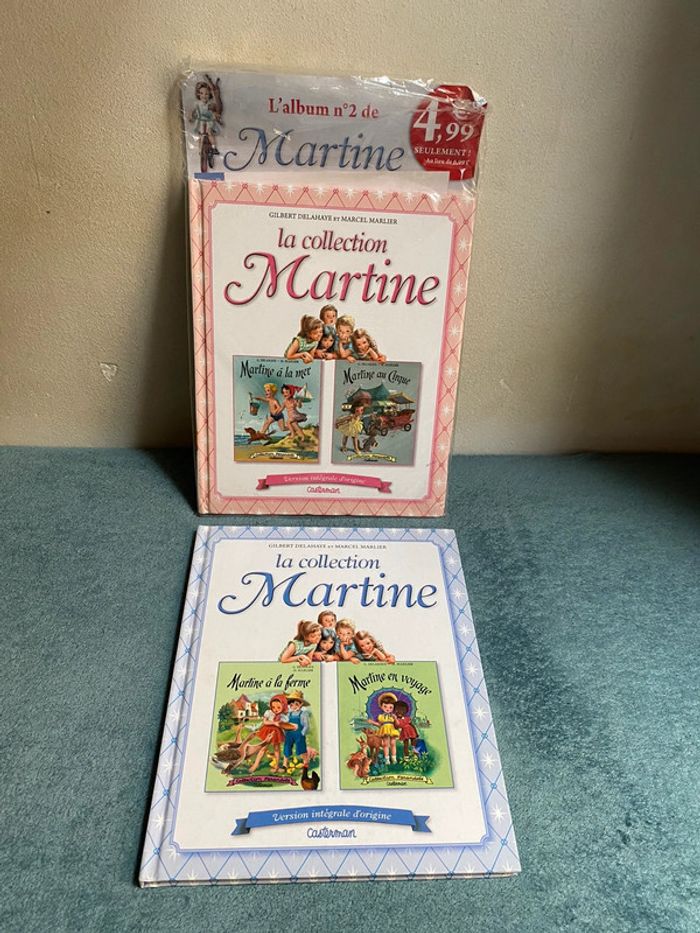 Lot de 2 livres de la collection Martine n°1 et 2. À la mer, au cirque, à la ferme et en voyage
