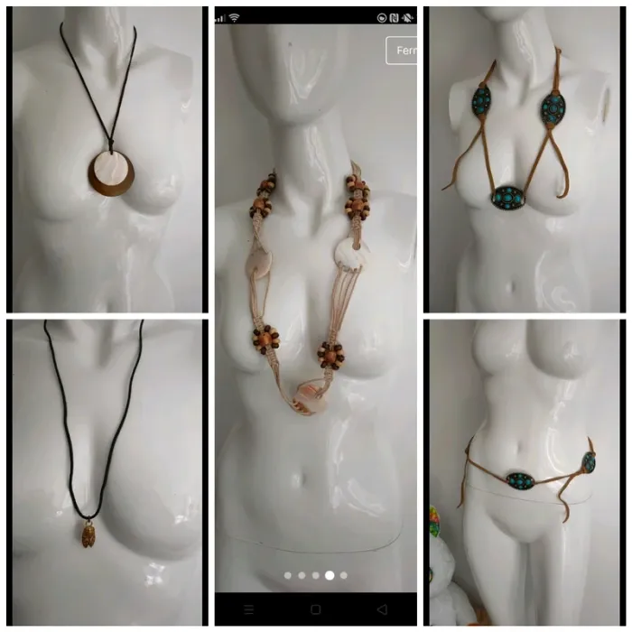 Lots de colliers 'ethniques' marrons (dont 2 avec nacres)