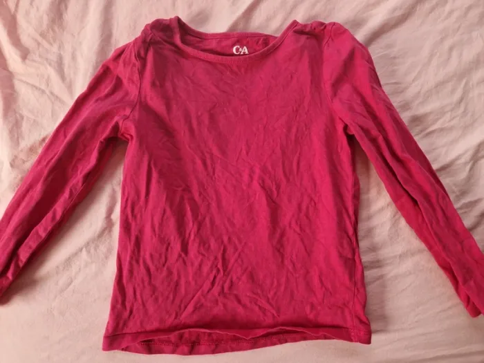 Tee-shirt manches longues fille C&A flushia uni 122 cm