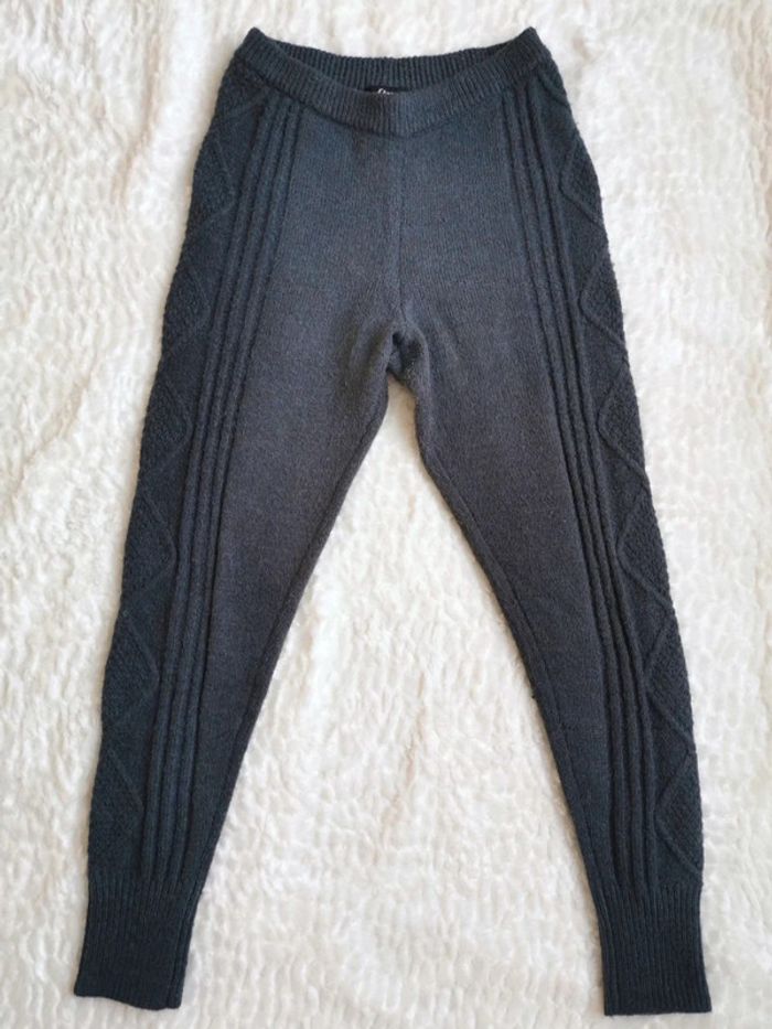 Pantalon en maille tricot contient laine et alpaga Etam 38 M gris anthracite. Bien chaud hiver - photo numéro 5