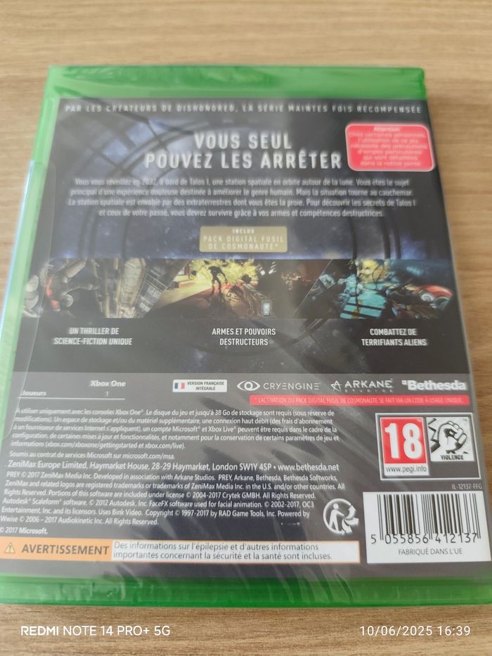 Prey Xbox one sous blister - photo numéro 2