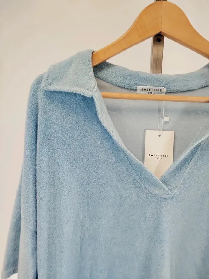 Tshirt avec col Polo Mixte en tissu éponge bleu clair - antwerp A360 - photo numéro 2