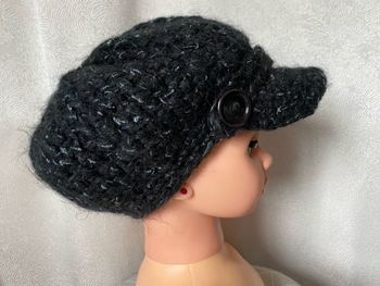 Jolie casquette chaude noire Chiné