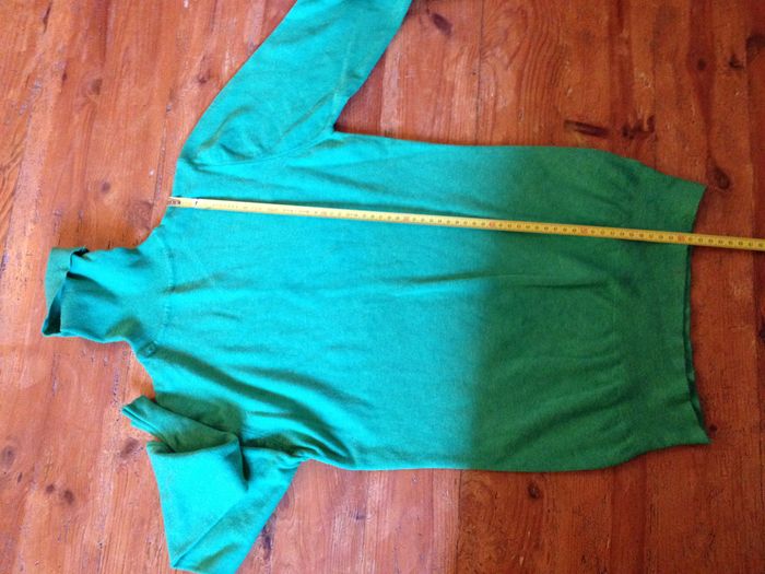 Pull col roulé intersaison - vert chiné jaune - manches longues - look féminin - photo numéro 4