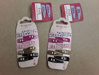 2 lots identiques de barrettes clic-clac NEUVES