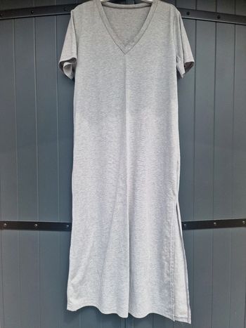 Robe longue t shirt grise fendue
