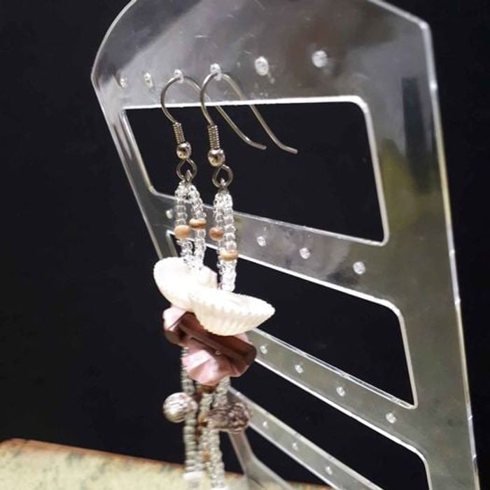 Boucles d'oreilles coquillages rose - photo numéro 4