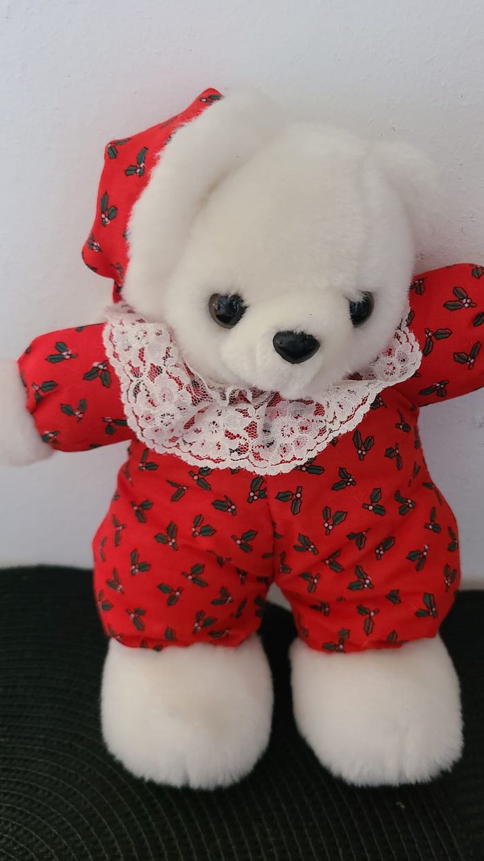 Ours des Fêtes vintage, peluche peluche ours blanc