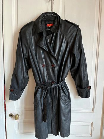 Manteau femme noir, pailleté, ceinture, bouton 2 poches TBE taille 40 Réflexe