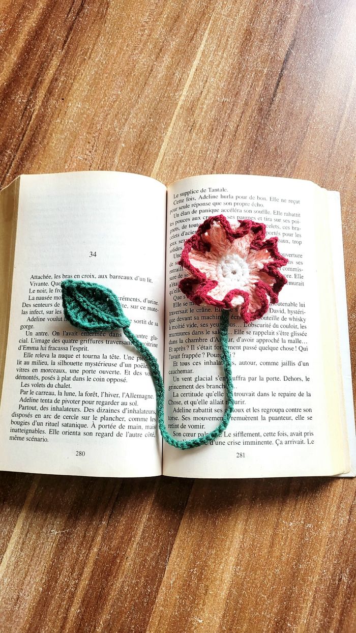 🟣 Marque Page Fleur rose et rouge 🟣