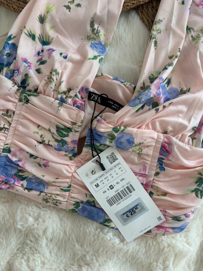 Top rose fleuri Zara taille M - photo numéro 4