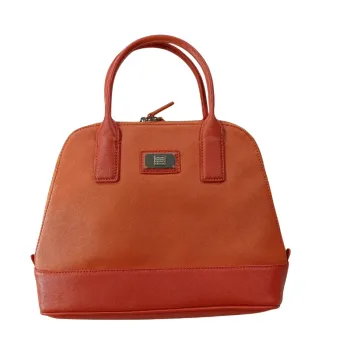 Sac à main et portefeuille orange assortis avec doublure beige compartimentée S034