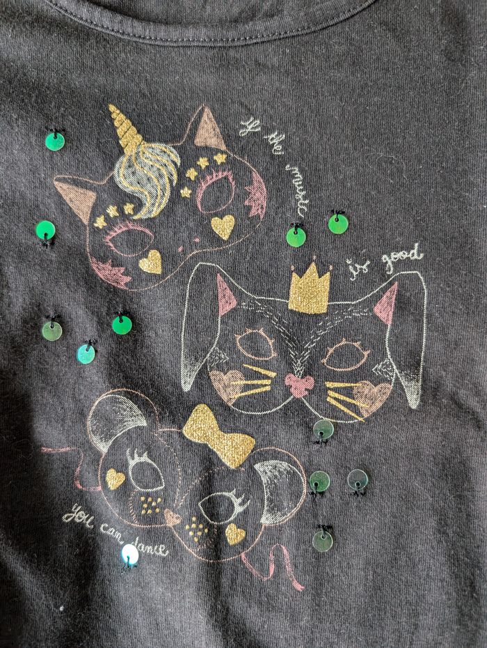 Tshirt ML noir masques animaux - 4A - Kiabi - photo numéro 2