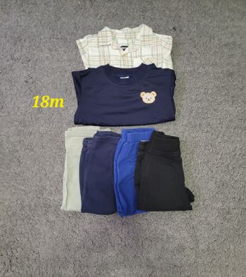 Lots 18m garçon 🤎 TBE pantalon chemise t-shirt  coton polyester elasthanne