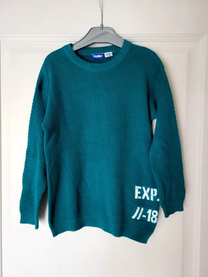 Pull enfant neuf jolie maille 100% coton verte