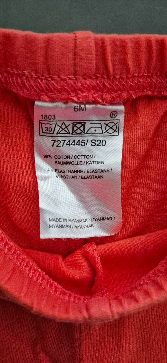 Lot 2 pantalons bébé fille - 6 mois - Rose et Corail - photo numéro 4