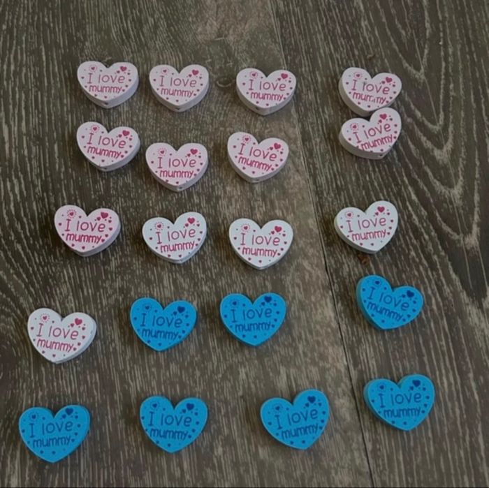 Perles cœurs en bois