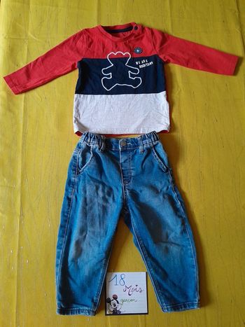 Ensemble Automne 18 mois Jean + Tee shirt manches longues Lulu Castagnette