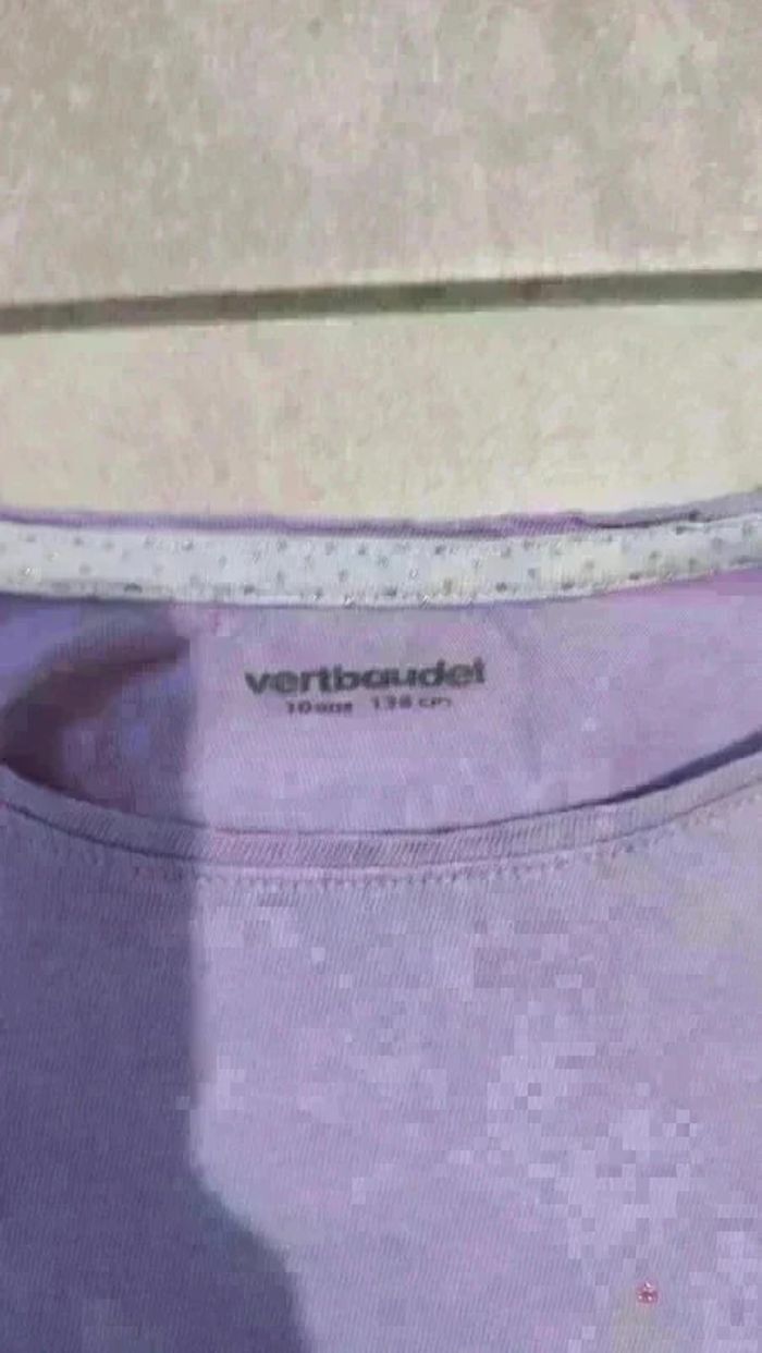 Tee-shirt manches longues Vertbaudet | Paillettes | Fille 10 ans | Très bon état - photo numéro 3