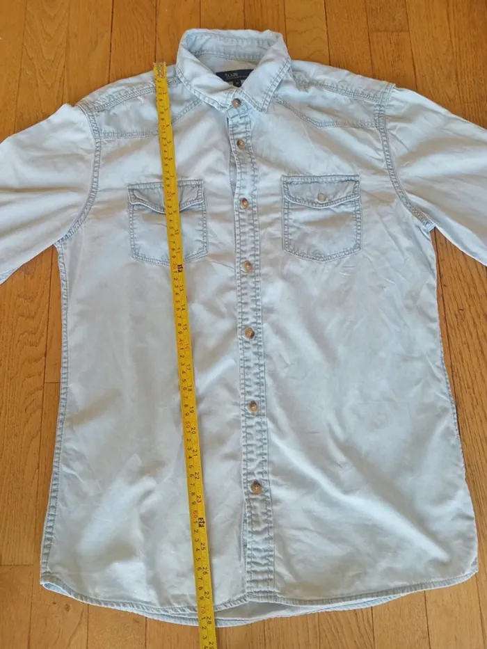 Chemise homme en jean bleue claire manches longues 100% coton marque Jules taille M - photo numéro 9
