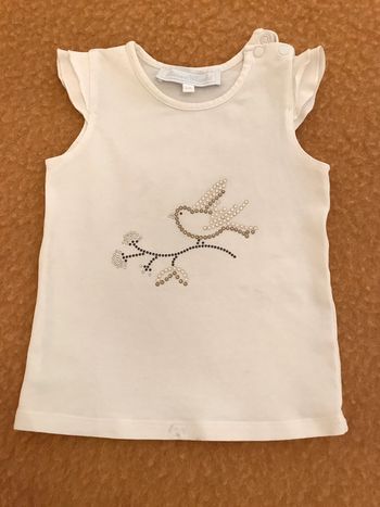 Tee-Shirt Blanc à Manches avec petits volants Tartine et Chocolat