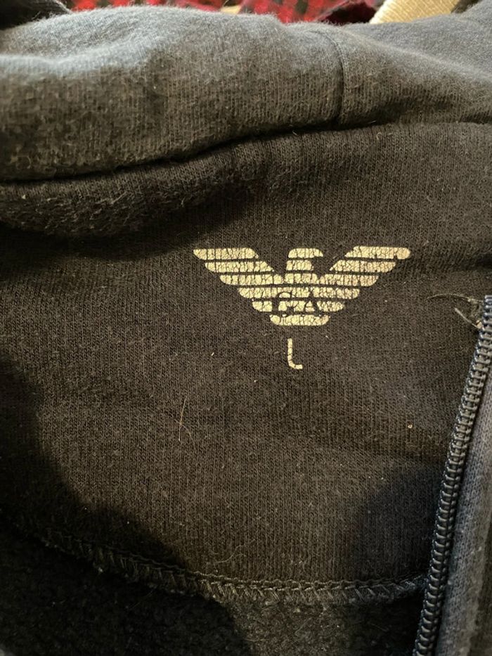 Veste homme à fermeture zip à capuche à manches longues bleu marine et blanc GA taille L - photo numéro 7