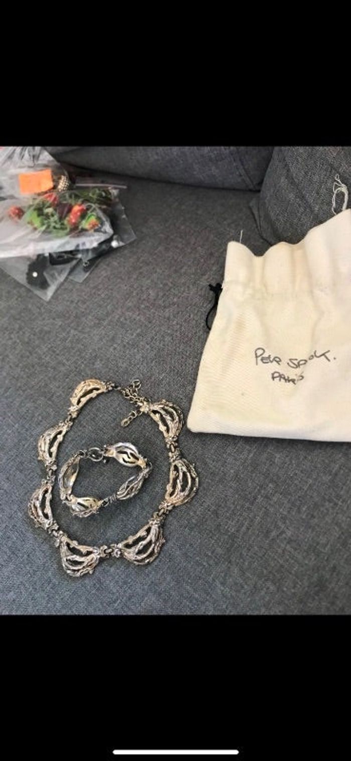 Parure collier + bracelet en argent per spook paris