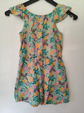 Combi short été fille Primark vert jaune rose 122 cm