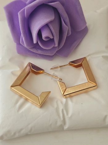 Créoles carrées ouvertes en acier inoxydable