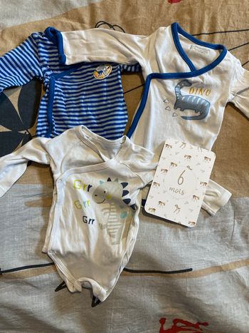 Lot 3 bodies manches longues taille 6 mois